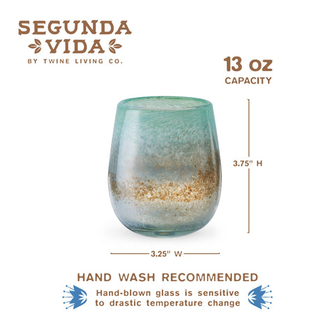 Segunda Vida Playa Bonit Wine Glasses, Set of 2, 13 oz ea - Twine