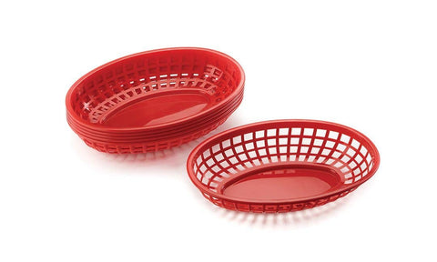 Outset Red Pub Food Baskets, Set of 6, 9.5" x 6.25" x 2" - Fox Run Brands