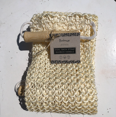 Sisal Exfoliating Body Strap with Bamboo Handle, 22" - Bamboo Switch