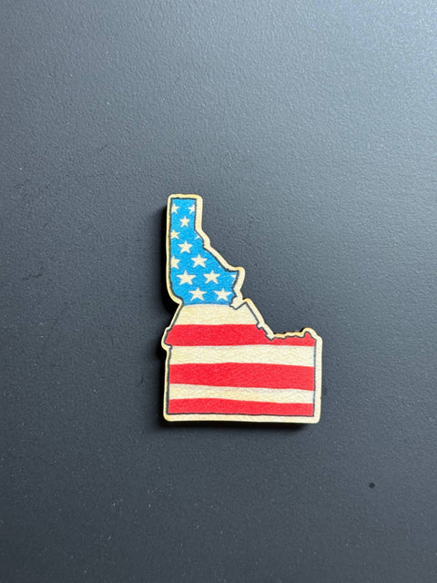 2018 Idaho US Flag, 2" Wooden Magnet