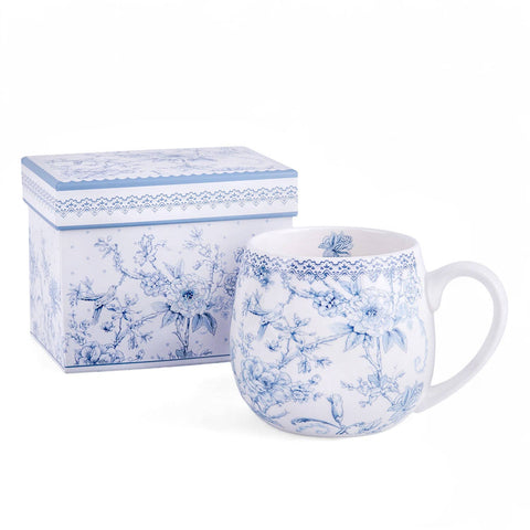 Blue Flowers Bone China Big Belly Mug, 14.54 fl oz, in Gift Box