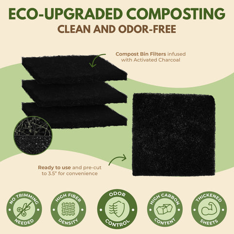 3.5" 12 Pack, Activated Charcoal Compost Bin Filters - AIRNEX