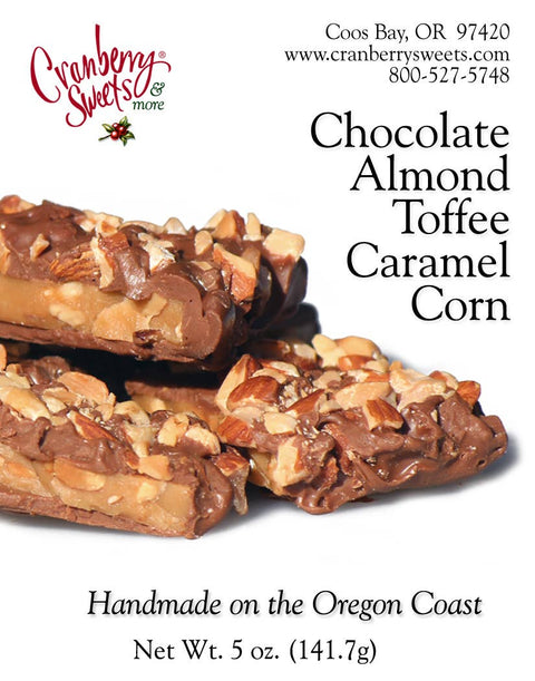 Chocolate Almond Toffee Caramel Corn, 5 oz. - Cranberry Sweets & More