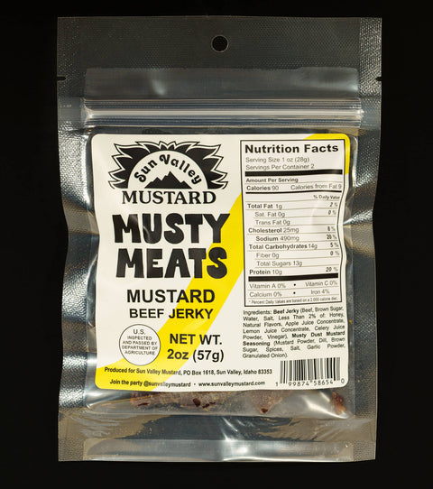 Musty Meats, Mustard Beef Jerky, 2 oz - Sun Valley Mustard