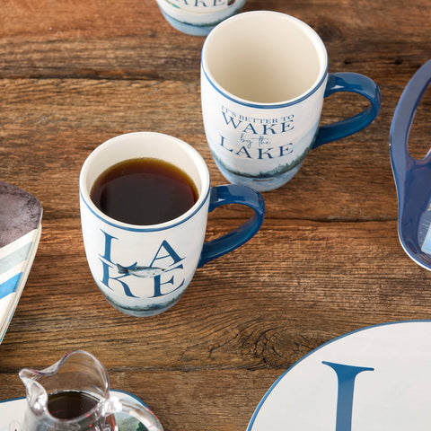 Wake At The Lake Mug, 18 oz, Assorted Messages - Certified International