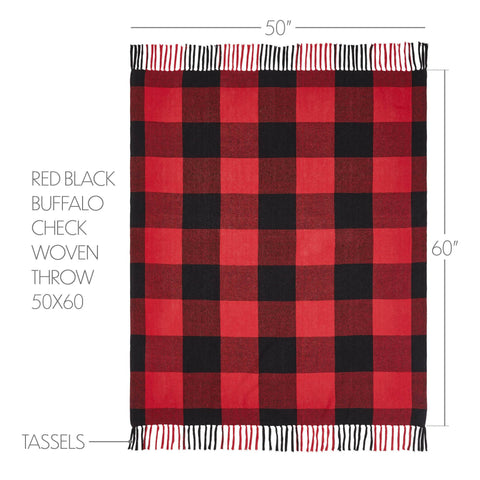 Harper Red Black Buffalo Check Woven Throw, 50x60 in - VHC Brands
