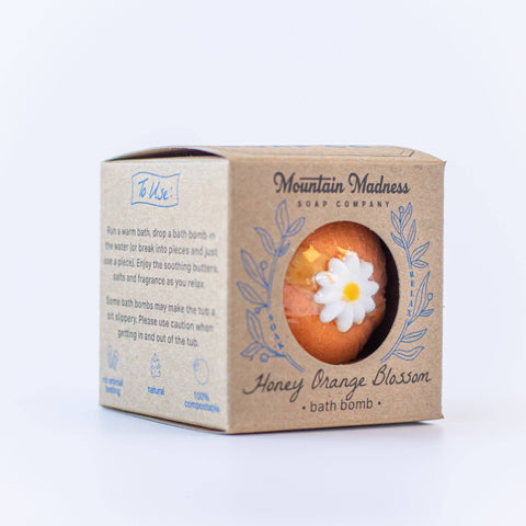 Honey Orange Blossom Bath Bomb - Mountain Madness Soap Co.