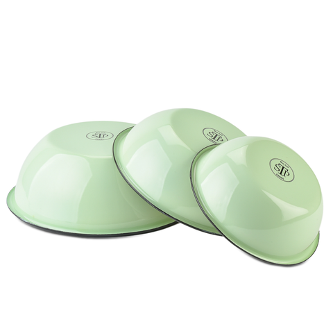 Mint Сoolness Enamel Steel Bowl, Set of 3 (1.6, 2.7, 4.2 qt) - STP