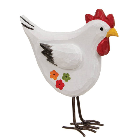 Standing Wooden Chicken with Hand-painted Flowers - Col House Designs