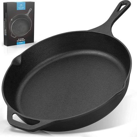 Pre-Seasoned Cast Iron Skillet, 12.5 Inch - Zulay Kitchen