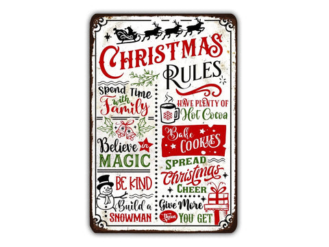 Christmas Rules, 8x12in Metal Sign - Game Time Prints