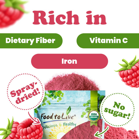 Organic Raspberry Powder – Non-GMO, Raw, Vegan Superfood: 0.25 Pound - Food To Live