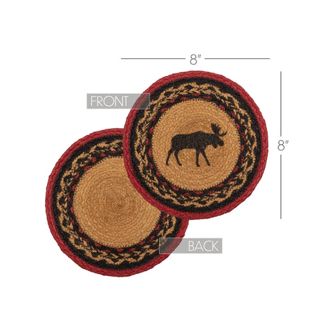 Cumberland Stenciled Moose Jute Trivet, 8 in - VHC Brands