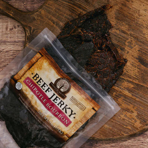 Chipotle Bourbon Beef Jerky, All-Natural, 4oz - Mahogany Smoked Meats