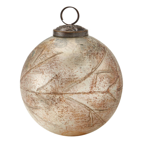 Vine Cut Glass Christmas Ornament, 4in Antique White - tag