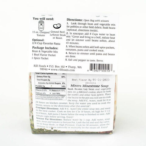 Miner Minestrone Soup Mix, Large, 12 oz, Serves 10 - Rill Foods