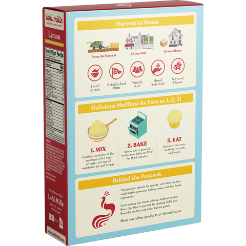 Lemon Muffin Mix: 18 oz Box - Lehi Mills