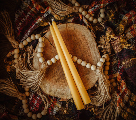 Beeswax 10" Taper Candle: Pure (Yellow) - The Holton Homestead