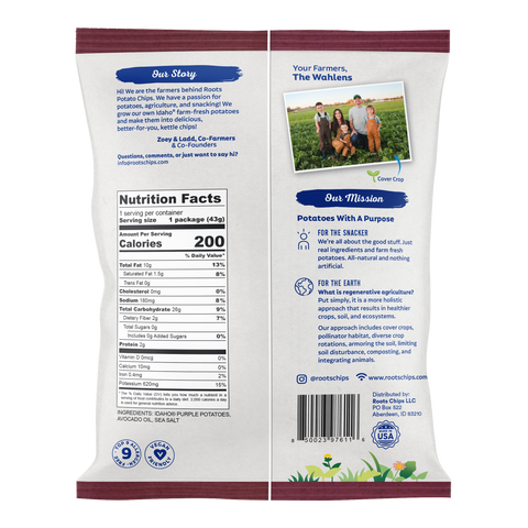 Purple Sea Salt Potato Chips, 1.5 oz bag - Roots Potato Chips