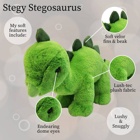 Stegy Stegosaurus Green Lushee Plush, 16" - Beverly Hills Teddy Bear Company