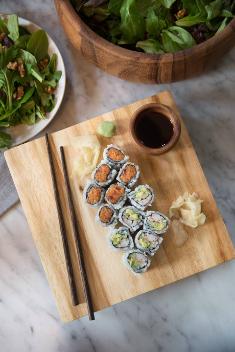 Ironwood Kyoto Sushi Stand, Acacia, 10"x10"x2" - Fox Run Brands