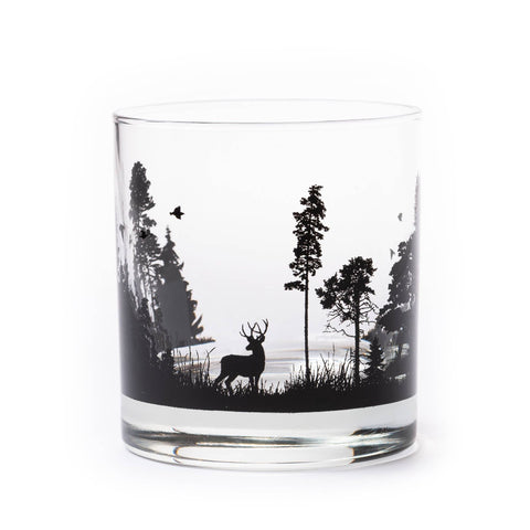 Forest Animals Whiskey Glasses, 11 oz, Single - Black Lantern