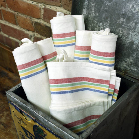 Vintage Farmhouse Retro Multi-Stripe Towels - Colonial Patterns, Inc.
