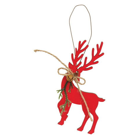 Woodland Pine & Bell Deer Ornament, 5"x5.5", Assorted - Col House Designs