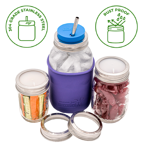 5-Pack Regular Mouth Bands/Rings for Mason Jars, Rust Proof Stainless Steel - Mason Jar Lifestyle