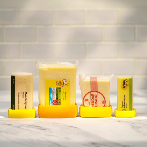 Reusable Silicone Cheese Savers: Yellow, Set of 4 - Food Huggers