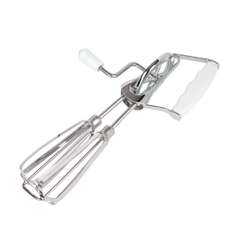 Stainless Steel Manual Hand Mixer, White, 10" x 5" - Fox Run Brands