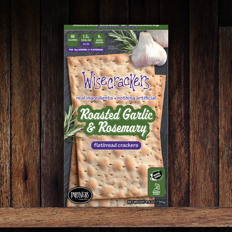 Roasted Garlic & Rosemary Flatbread Crackers - Partners Crackers