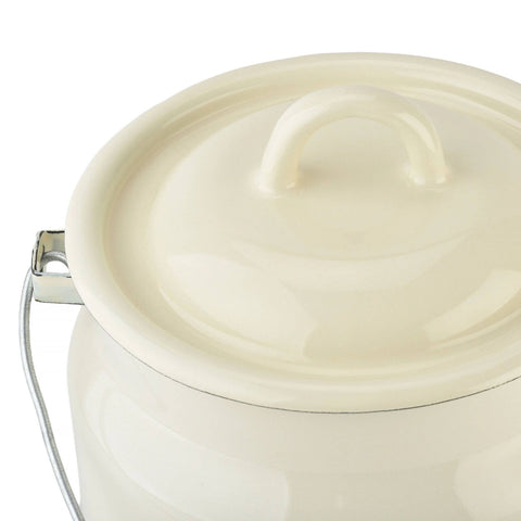 2L Ivory Vintage Enamel Milk Can with Lid - STP