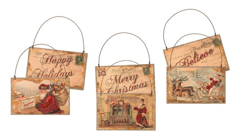 Postcard Santa Ornament Set - Primitives by Kathy