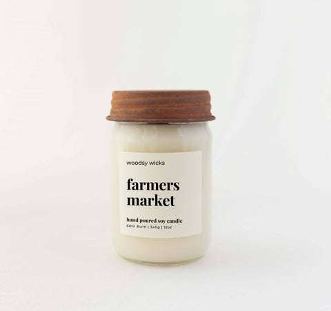 Farmers Market Candle, 8 oz, Soy Wax, Crackling Wood Wick - Woodsy Wicks
