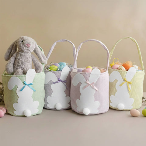 Corduroy Bunny Easter Basket, Purple - bewell