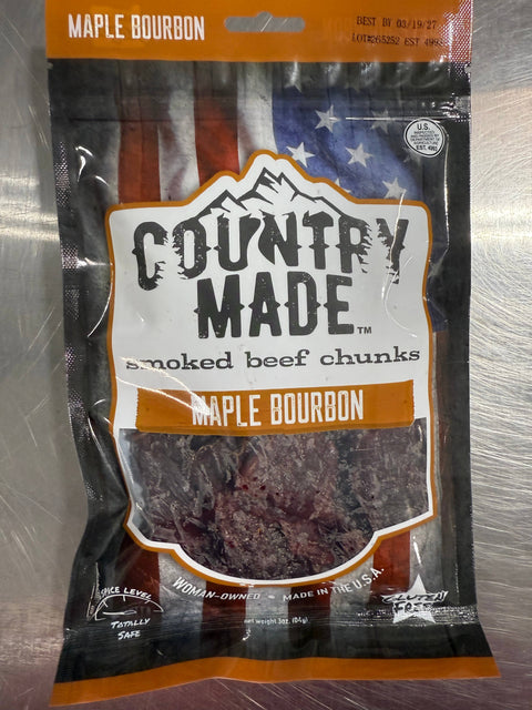 Maple Bourbon Jerky, Beef, 3 oz - Country Made