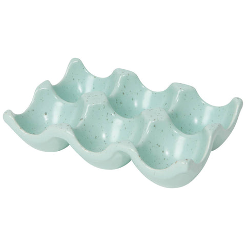 Robin's Egg Speckle Ceramic Egg Crate, holds 6 eggs - Now Designs by Danica