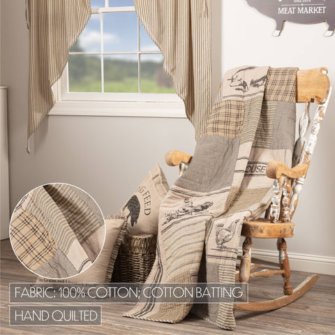 Sawyer Mill Charcoal Farm Animal Quilted Throw, 50x60 in - VHC Brands
