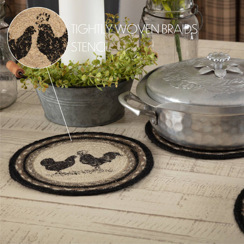 Sawyer Mill Charcoal Poultry Jute Trivet, 8 in - VHC Brands