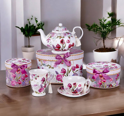 Tulips Bone China Teapot, 1.14 qt, in Gift Box