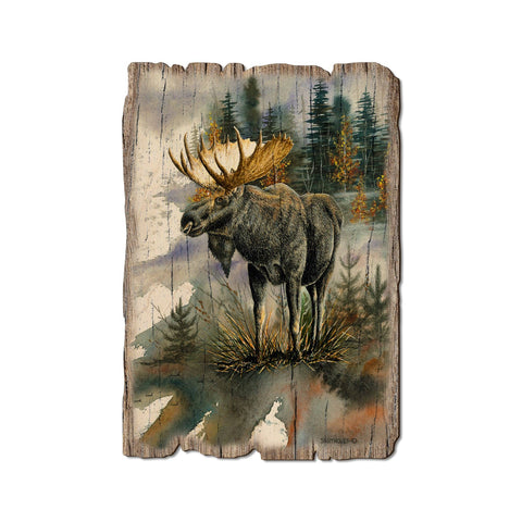 Woodland Majesty Moose, Wood Rustic Edge Postcard - DaydreamHQ