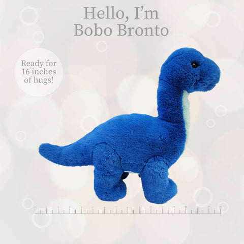 BoBo Bronto Blue Dino Lushee Plush, 16" - Beverly Hills Teddy Bear Company