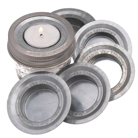 Tea Light Holder Metal Lid Insert for Mason Jars, 6 Pack, Regular mouth - Mason Jar Lifestyle