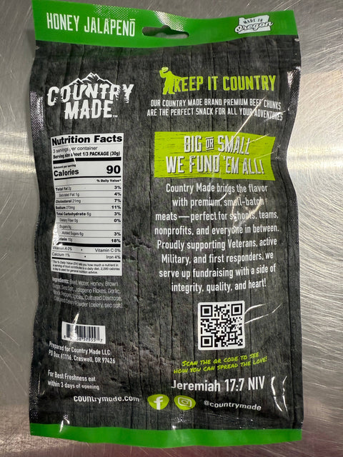 Honey Jalapeno Jerky, Beef, 3 oz - Country Made