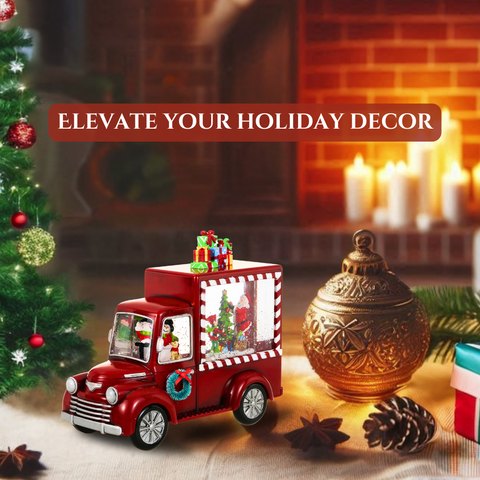Christmas Red Gift Truck Snow Globe Lantern - SINT