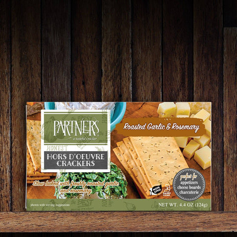 Roasted Garlic & Rosemary Hors d'Oeuvre Crackers - Partners Crackers