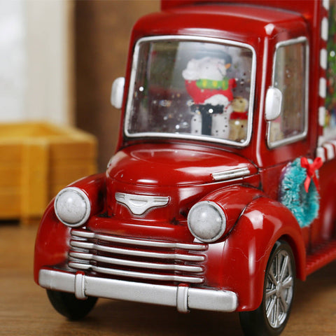 Christmas Red Gift Truck Snow Globe Lantern - SINT