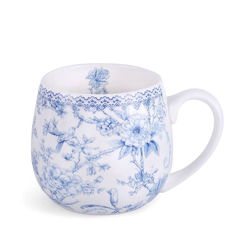 Blue Flowers Bone China Big Belly Mug, 14.54 fl oz, in Gift Box