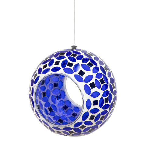 Lavender Mosaic Glass Fly-Through Hanging Bird Feeder, 6" - Sunnydaze Decor